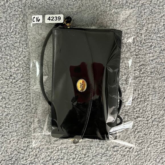 Hexagona Paris Handbag Womens Black Leather Removable Strap Old Money - Picture 8 of 8